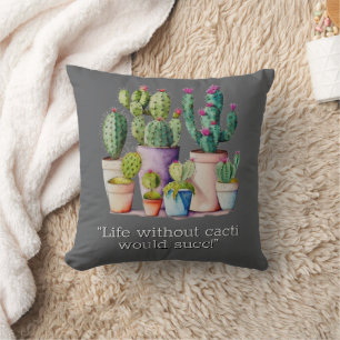 Schattige waterverf cactussen succulenten in potte kussen