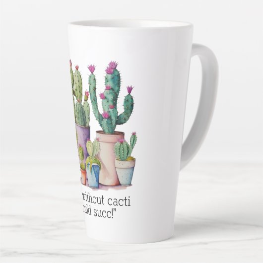 Schattige waterverf cactussen succulenten in potte latte mok (Rechterhoek)