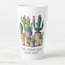 Schattige waterverf cactussen succulenten in potte latte mok