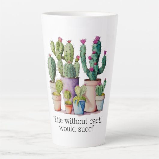 Schattige waterverf cactussen succulenten in potte latte mok (Voorkant)