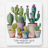 Schattige waterverf cactussen succulenten in potte muismat (Voorkant)