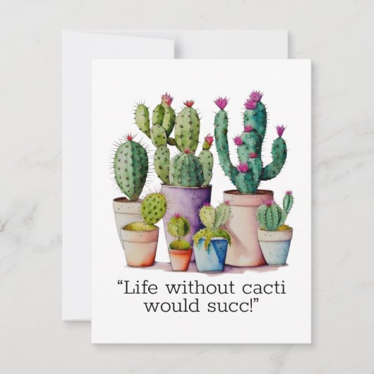 Schattige waterverf cactussen succulenten in potte notitiekaartje (Voorkant)