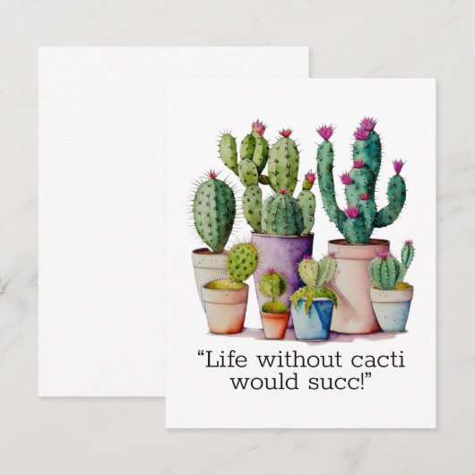 Schattige waterverf cactussen succulenten in potte notitiekaartje (Voorkant / Achterkant)