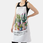 Schattige waterverf cactussen succulenten in potte schort (Insitu)