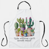 Schattige waterverf cactussen succulenten in potte schort (Voorkant)