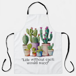 Schattige waterverf cactussen succulenten in potte schort