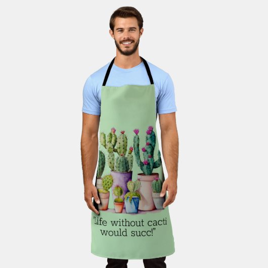 Schattige waterverf cactussen succulenten in potte schort (Gedragen)
