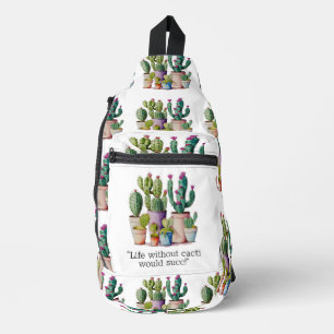 Schattige waterverf cactussen succulenten in potte sling bag
