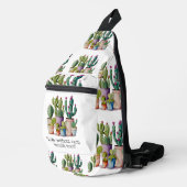Schattige waterverf cactussen succulenten in potte sling bag (Rechterhoek)