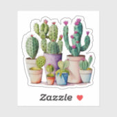 Schattige waterverf cactussen succulenten in potte sticker (Vel)
