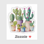 Schattige waterverf cactussen succulenten in potte sticker (Vel)