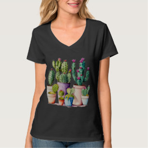 Schattige waterverf cactussen succulenten in potte t-shirt