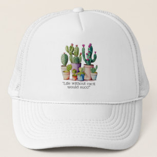 Schattige waterverf cactussen succulenten in potte trucker pet