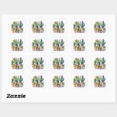 Schattige waterverf cactussen succulenten in potte vierkante sticker (Vel)