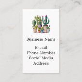 Schattige waterverf cactussen succulenten in potte visitekaartje (Achterkant)