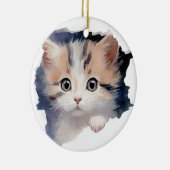 SCHATTIGE WATERVERF CALICO KITTEN GEZICHT KERAMISCH ORNAMENT (Rechts)