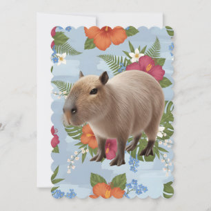 Schattige Waterverf Capybara Dieren Illustratie Kaart
