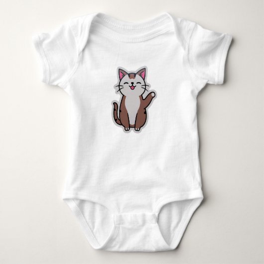 Schattige Waterverf Cat Baby Bodysuit – Schattige  (Voorkant)
