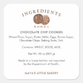 Schattige Waterverf Chocolade Koekje Ingredient Vierkante Sticker (Voorkant)