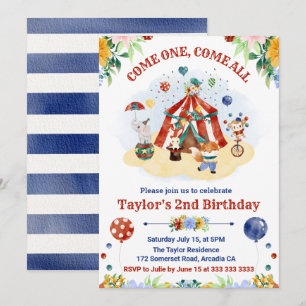 Schattige Waterverf Circus Kermis Kinderverjaardag Kaart