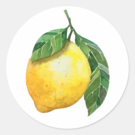 Schattige waterverf citroen ronde sticker