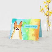 Schattige Waterverf Corgi Birthday Kaart (Gele Bloem)