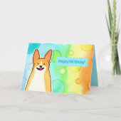 Schattige Waterverf Corgi Birthday Kaart (Voorkant)