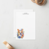 Schattige Waterverf Corgi gepersonaliseerd dank u Notitiekaartje (Voorkant / Achterkant in situ)