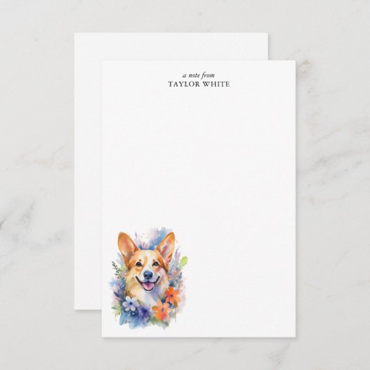 Schattige Waterverf Corgi gepersonaliseerd dank u Notitiekaartje (Voorkant / Achterkant)