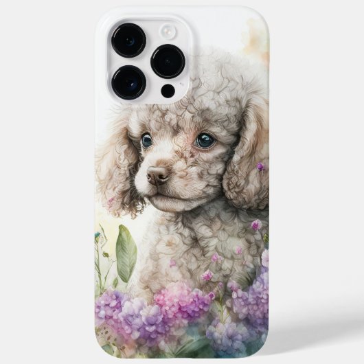 SCHATTIGE WATERVERF CREAM WHITE POODLE PUPPY DOG Case-Mate iPhone CASE (Achterkant)