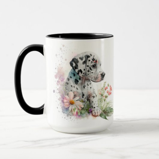 SCHATTIGE WATERVERF DALMATIAN PUPPY DOG FLOWERS MOK (Links)