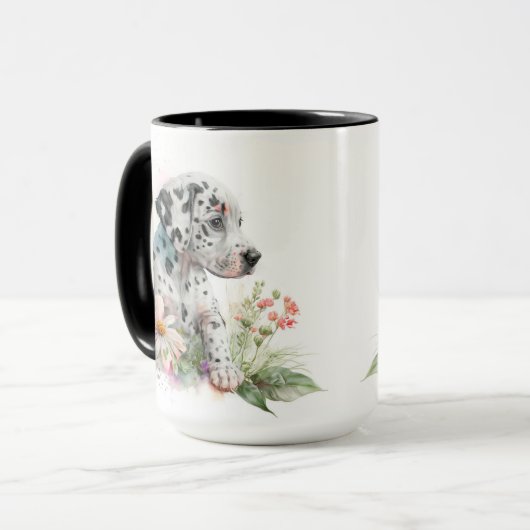 SCHATTIGE WATERVERF DALMATIAN PUPPY DOG FLOWERS MOK (Voorkant links)