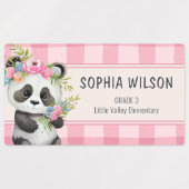 Schattige Waterverf Dieren Bloem Gingham Naam Labels (Design 1)