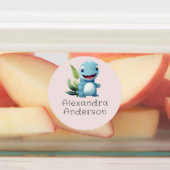 Schattige Waterverf Dinosaurus Groene Waterdichte Labels (Aangebracht)