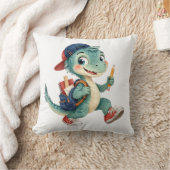 Schattige waterverf Dinosaurus met schoolspullen Kussen (Deken)