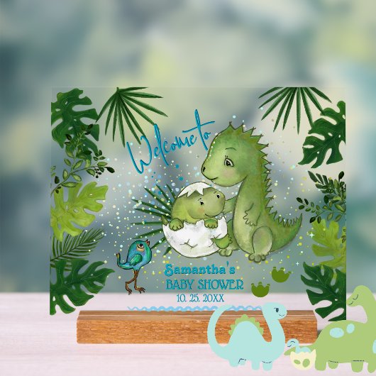 Schattige Waterverf Dinosaurussen Baby shower Welk Acryl Bord