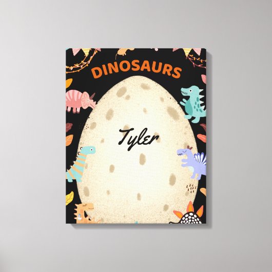 Schattige Waterverf-dinosaurussen met grote dineei Canvas Afdruk (Voorkant)