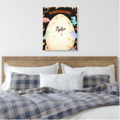 Schattige Waterverf-dinosaurussen met grote dineei Canvas Afdruk (Insitu (Slaapkamer))