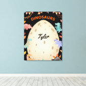 Schattige Waterverf-dinosaurussen met grote dineei Canvas Afdruk (Insitu (Houten vloer))