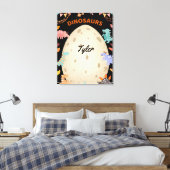 Schattige Waterverf-dinosaurussen met grote dineei Canvas Afdruk (Insitu (Slaapkamer))