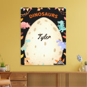 Schattige Waterverf-dinosaurussen met grote dineei Canvas Afdruk (Insitu (Woonkamer))