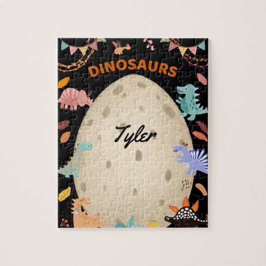 Schattige Waterverf-dinosaurussen met grote dineei Legpuzzel (Verticaal)