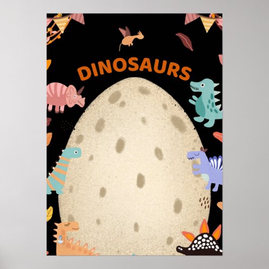 Schattige Waterverf-dinosaurussen met grote dineei Poster (Voorkant)