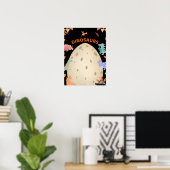 Schattige Waterverf-dinosaurussen met grote dineei Poster (Thuiskantoor)