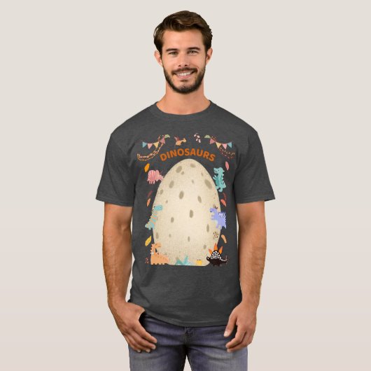 Schattige Waterverf-dinosaurussen met grote dineei T-shirt (Voorkant volledig)