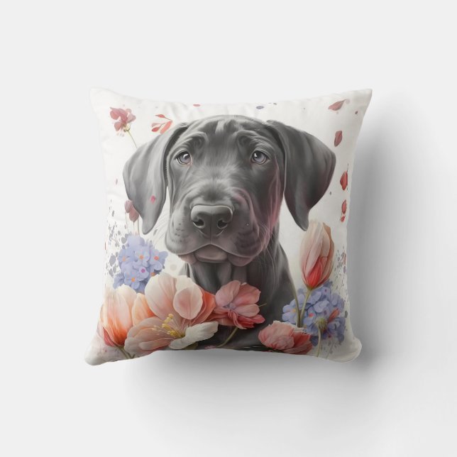 Schattige Waterverf Dog Great Dane Kussen (Achterkant)