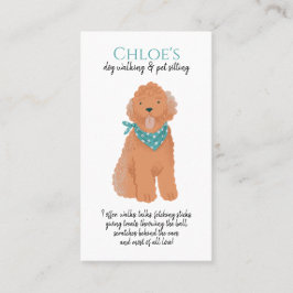 Schattige Waterverf Dog Walker Pet Sitter Visitekaartje