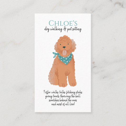 Schattige Waterverf Dog Walker Pet Sitter Visitekaartje (Voorkant)