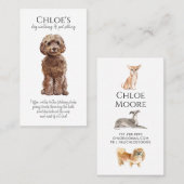 Schattige Waterverf Dog Walker Pet Sitter Visitekaartje (Voorkant / Achterkant)