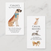 Schattige Waterverf Dog Walker Pet Sitter Visitekaartje (Voorkant / Achterkant)